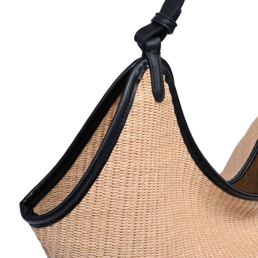 Ambrose Woven Straw Tote Bag in Natural Black - Picture 5 of 9